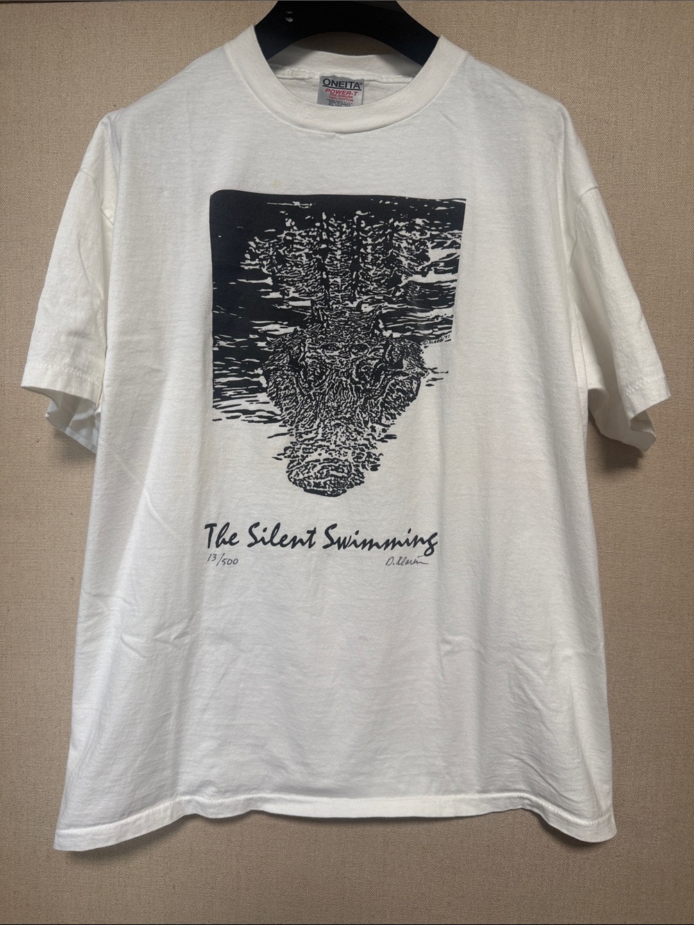 *Vintage Oneita The Silent Swimming 1993 D. Klaren Alligator T-shirt Size XL